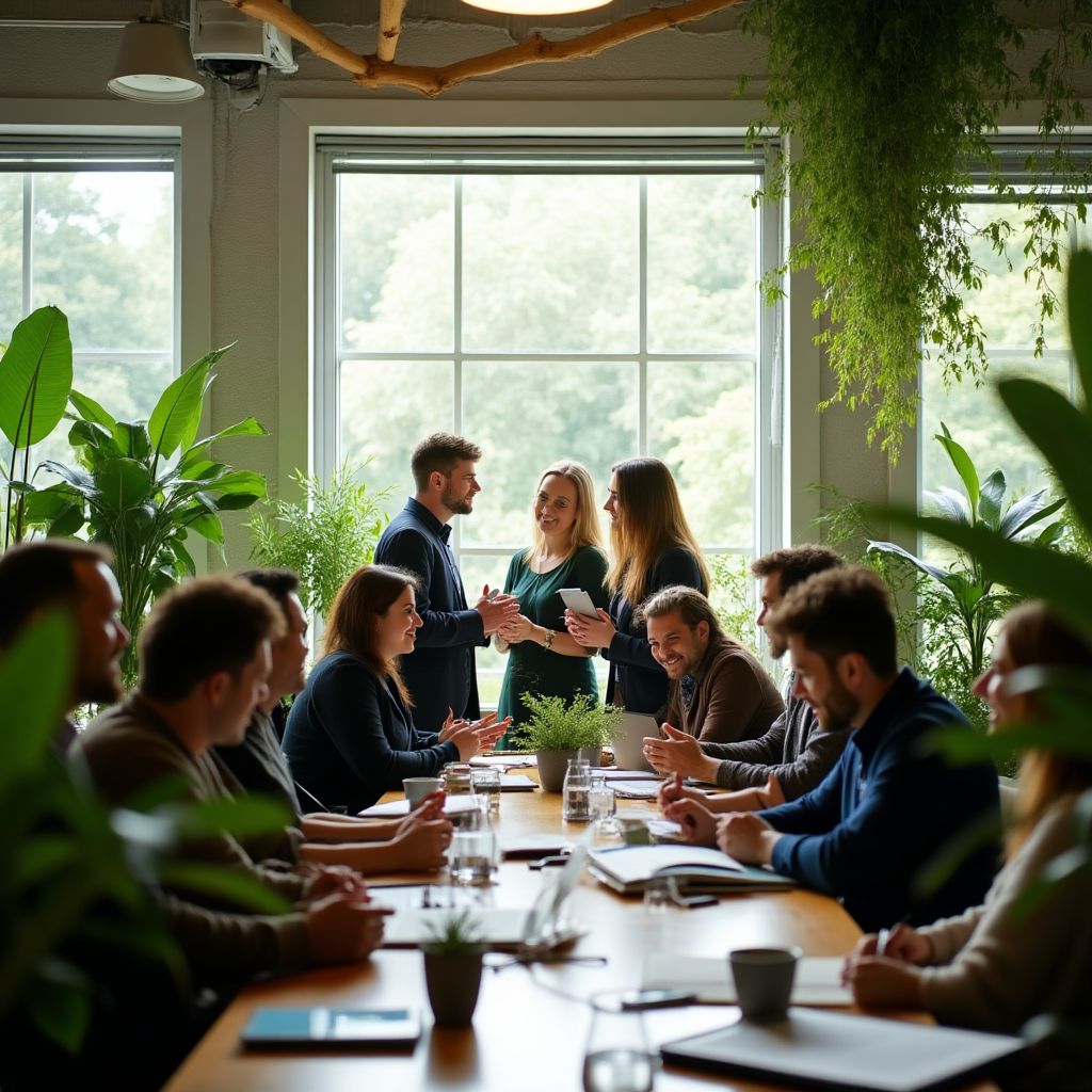 Equipo de consultores financieros en una reunión